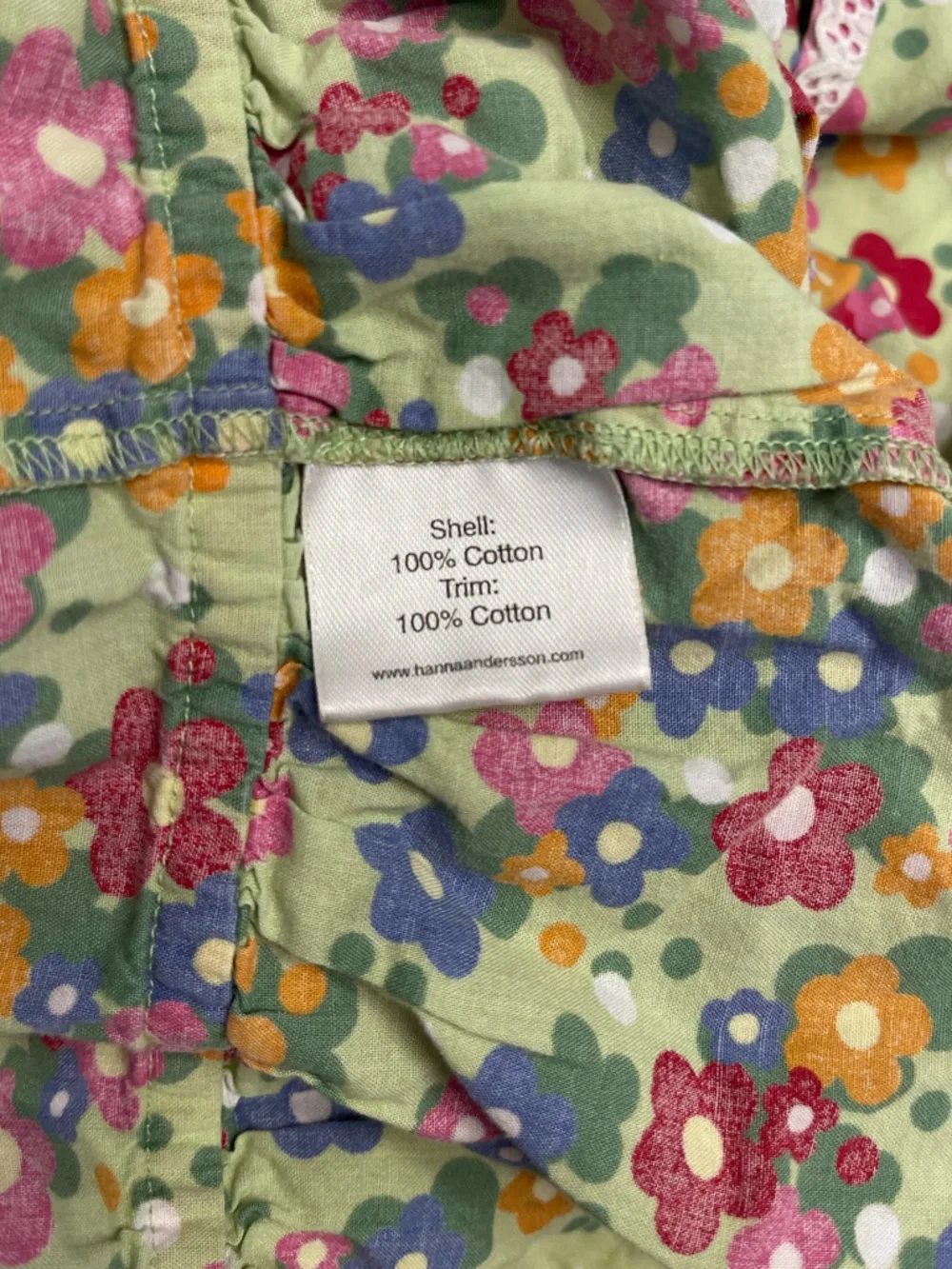 Hanna Andersson Light Green Floral Tiered Dress with Pink Trim - Picture 9 of 10